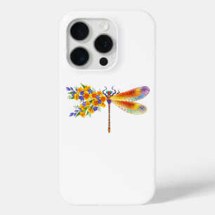 Coque iPhone 15 Pro Libellule Fleur Jaune