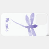 Coques Case-Mate iPhone Libellules Aquarelle Monogramme Violet Nom (Retour (horizontal))