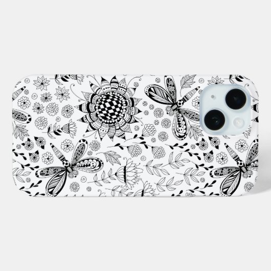 Coques Case-Mate iPhone libellules et fleurs (Verso (horizontal))