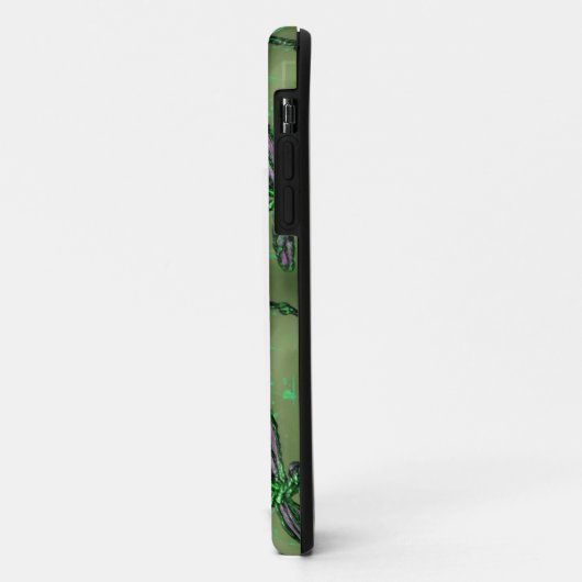 Coques Case-Mate iPhone libellules violettes sur le vert doux (Dos/Gauche)