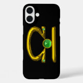 Coques Case-Mate iPhone LIBRA, Émeraude verte et or, Noir (Verso)