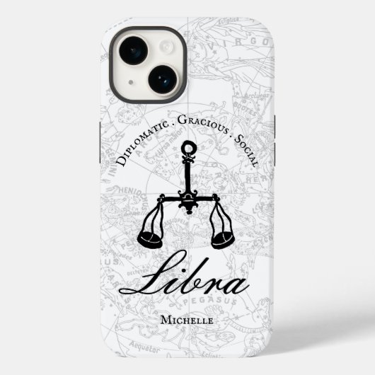 Coques Case-Mate iPhone Libra Zodiac Astrologie Personnalité Blanc Personn (Verso)