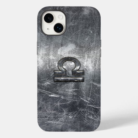 Coques Case-Mate iPhone Libra Zodiac Connexion argenté grunge style acier (Verso)