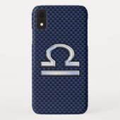 Coques Case-Mate iPhone Libra Zodiac Connexion en fibre de carbone bleu (Dos)
