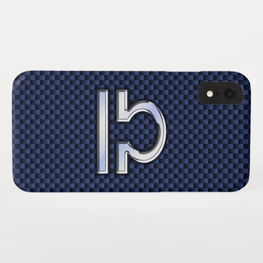 Coques Case-Mate iPhone Libra Zodiac Connexion en fibre de carbone bleu (Dos (Horizontal))
