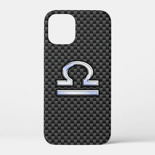 Coques Case-Mate iPhone Libra Zodiac Sign on Black Carbon Fibre Print (Verso)