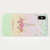 Coques Case-Mate iPhone Licorne Chic, Étoiles, Fleurs & Confettis Dorés (Dos (Horizontal))