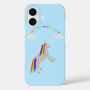 Coques iPhone 16 Licorne de fantaisie Anniversaire Arc-en-ciel et N