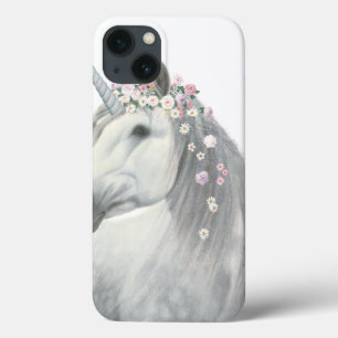 Coques Pour iPhone Licorne d'esprit avec des fleurs dans la crinière