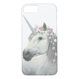 Coques Pour iPhone Licorne d'esprit avec des fleurs dans la crinière