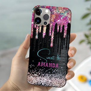 Coque Pour iPhone 15 Licorne mignonne anniversaire monogramme paillette