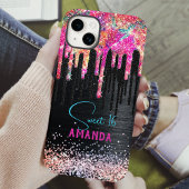 Coques Case-Mate iPhone Licorne mignonne anniversaire monogramme paillette