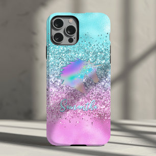 Coque Pour iPhone 14 Licorne rose Aqua chic paillettes glamour monogram