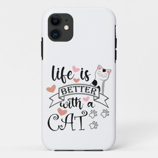 Coques Case-Mate iPhone Life is Better With a Cat quote slogan (Dos)