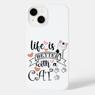 Coque Pour iPhone 14 Life is Better With a Cat quote slogan