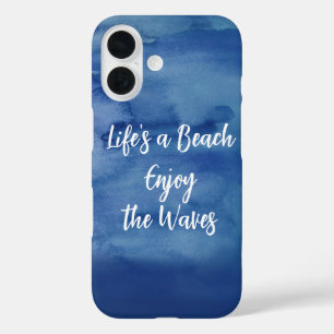 Coques iPhone 16 Life's a Beach Profitez de la citation texture ble