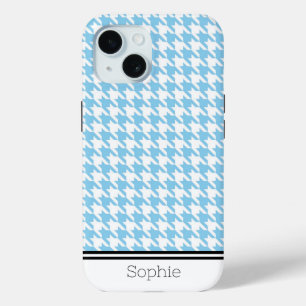 Coque Pour iPhone 15 Light Blue Houndstooth Custom Samsung