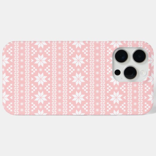 Coques Case-Mate iPhone Light Rose Fair Isle Sweat de Noël Motif (Verso (horizontal))