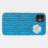 Coques Case-Mate iPhone ligne abstraite ondulée noire et marguerite (Dos (Horizontal))