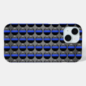 Coques Case-Mate iPhone Ligne bleue mince de la police (Verso (horizontal))