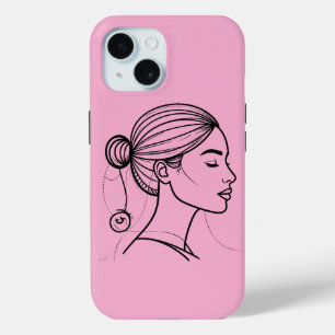Coque Pour iPhone 15 Ligne de femme élégante Profil d'art féministe m