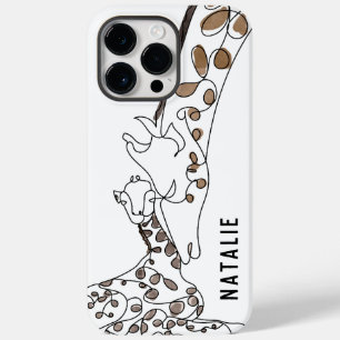 Coque Pour Pour iPhone 14 Pro Max Ligne Giraffe moderne Art Nom Blanc