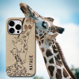 Coque Pour Pour iPhone 14 Pro Max Ligne Giraffe moderne Nom de l'art