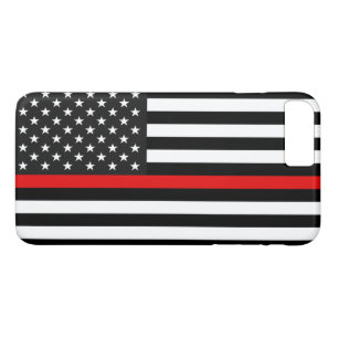 Coque iPhone 8 Plus/7 Plus Ligne rouge mince drapeau américain