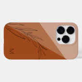 Coques Case-Mate iPhone Ligne Terra Cotta moderne Monogramme Feuille Tirée (Verso (horizontal))