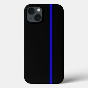 iPhone 13 Coque Ligne verticale mince bleue sur le noir