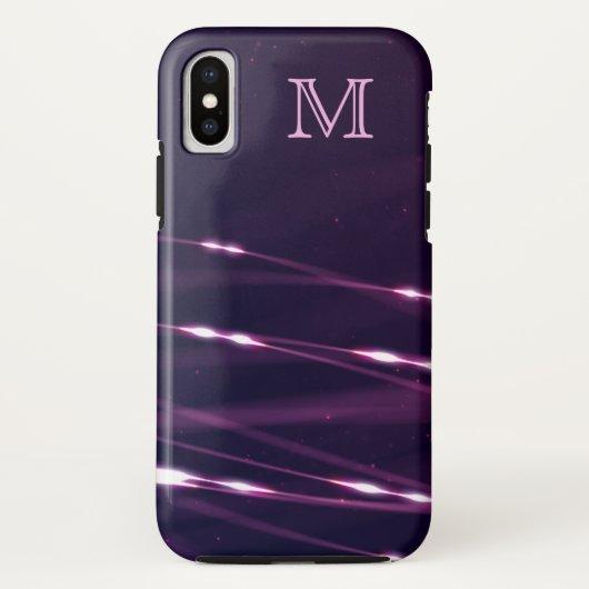 Coques Case-Mate iPhone Lignes Abstraites en pourpre foncé monogramme (Dos)