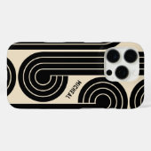 Coques Case-Mate iPhone Lignes Abstraites rétroactives noires (Verso (horizontal))