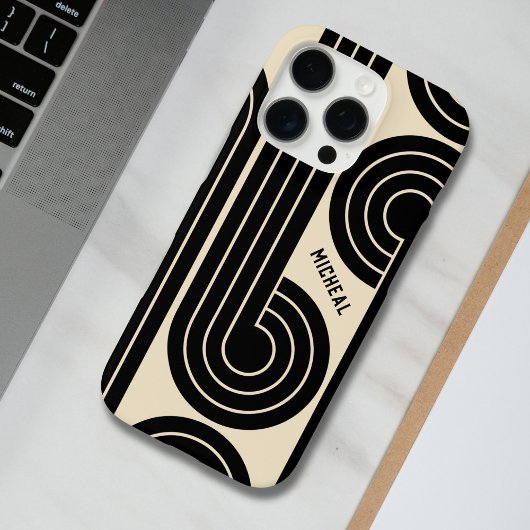 Coques Case-Mate iPhone Lignes Abstraites rétroactives noires
