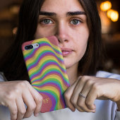 Coques Case-Mate iPhone Lignes Arc-en-ciel Lumineuses Rétro-Vagues Initial