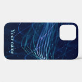 Coques Case-Mate iPhone Lignes bleues Abstraites modernes avec nom (Verso (horizontal))
