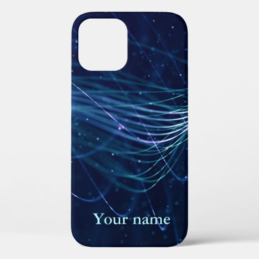 Coques Case-Mate iPhone Lignes bleues Abstraites modernes avec nom (Verso)