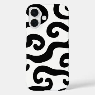 Coques iPhone 16 Lignes courbes en noir et blanc