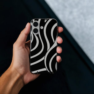 Coques iPhone 16 Lignes courbes en noir et blanc Coque-coque iphone