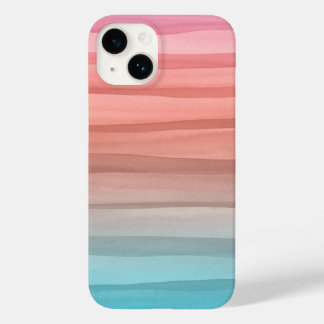 Coque Pour iPhone 14 Lignes d'aquarelle multicolore Motif dégradé