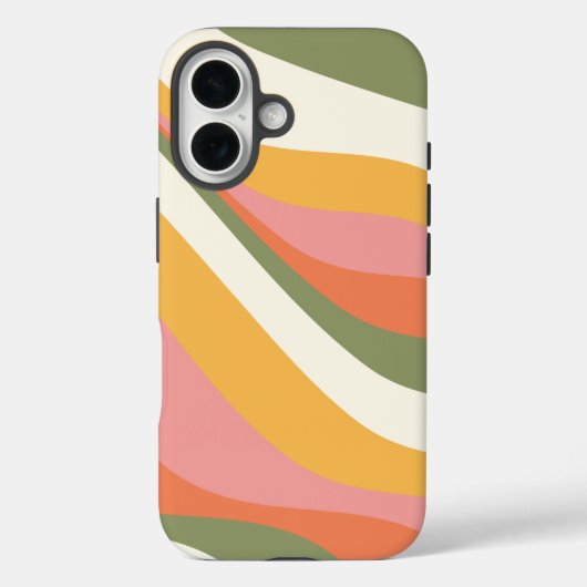 Coques Case-Mate iPhone Lignes d'onde rétro super en vert jaune et rose (Verso)