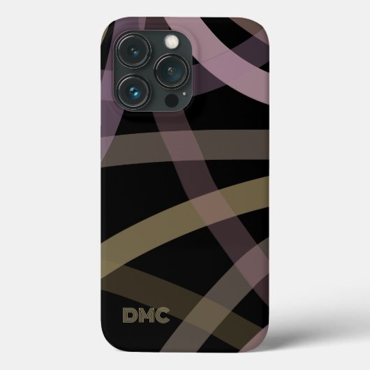 Coques Case-Mate iPhone Lignes d'or rose noir monogrammé abstrait minimal (Verso)