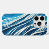Coques Case-Mate iPhone Lignes fluides blanches et bleues avec texture (Verso (horizontal))