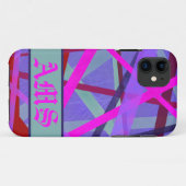 Coques Case-Mate iPhone Lignes géométriques rose et violet Motif Monogramm (Dos (Horizontal))
