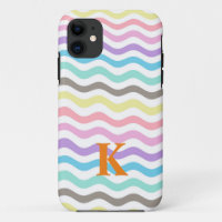 Lignes modernes Wavy | Pastel Waves Monogram