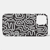 Coques Case-Mate iPhone Lignes ondulées de doodle rétro : Monochrome (Verso (horizontal))