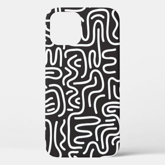 Coques Case-Mate iPhone Lignes ondulées de doodle rétro : Monochrome (Verso)