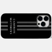 Coques Case-Mate iPhone Lignes sombres élégantes moderne monogrammed noir (Verso (horizontal))