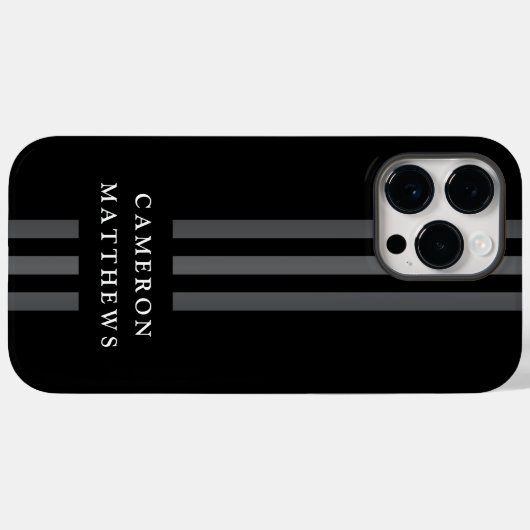 Coques Case-Mate iPhone Lignes sombres élégantes moderne monogrammed noir (Verso (horizontal))