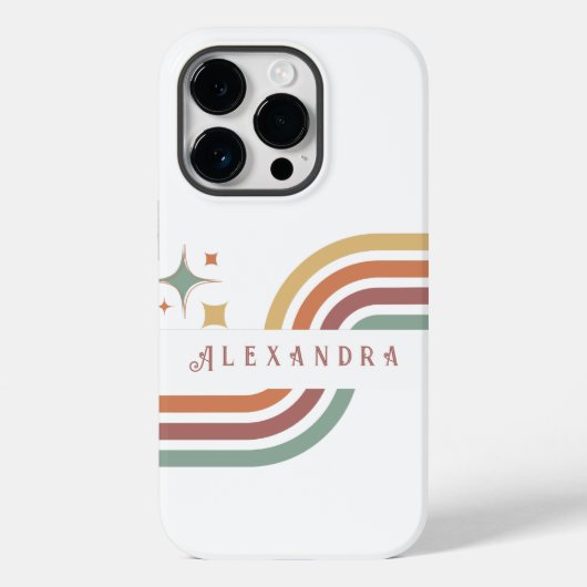 Coques Case-Mate iPhone Lignes Super rétro 70's 80s Jaune Orange Vert (Verso)