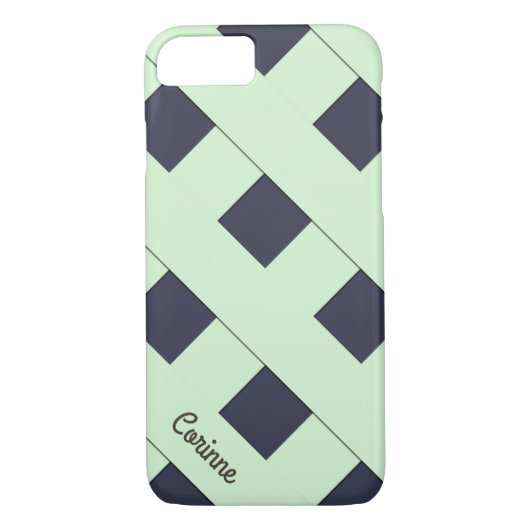 Coques Case-Mate iPhone Lignes vertes pastel à croisement géométrique avec (Dos)